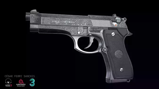 Custom Beretta 96 Low-poly 3D model
