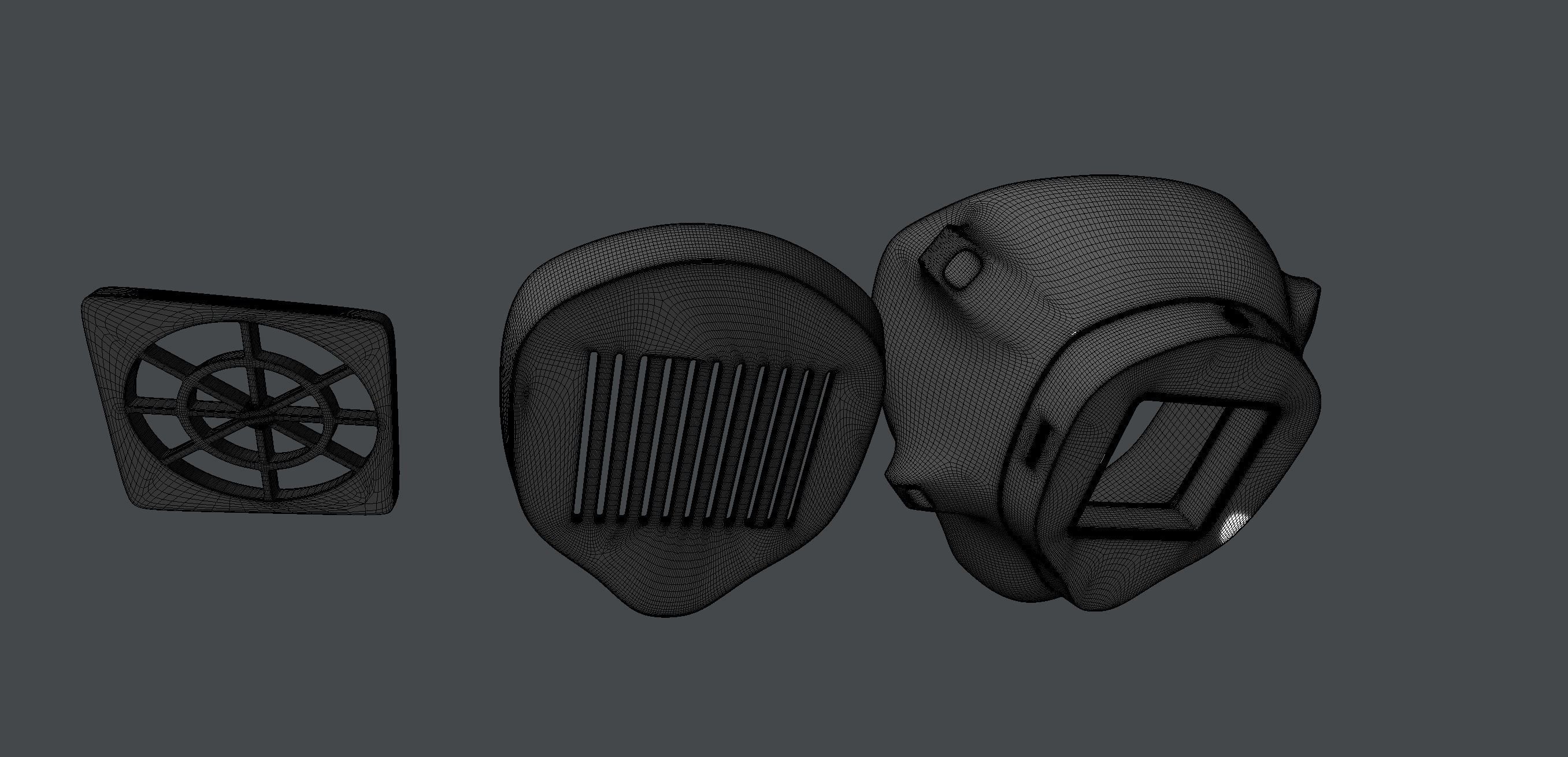 Mask 3D gas with fan Low-poly 3D model_5