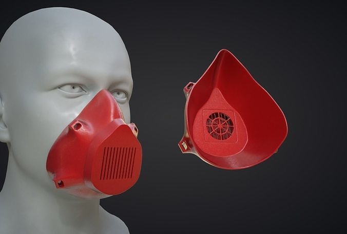 Mask 3D gas with fan Low-poly 3D model