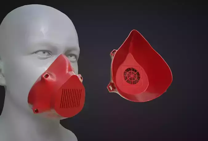 Mask 3D gas with fan Low-poly 3D model