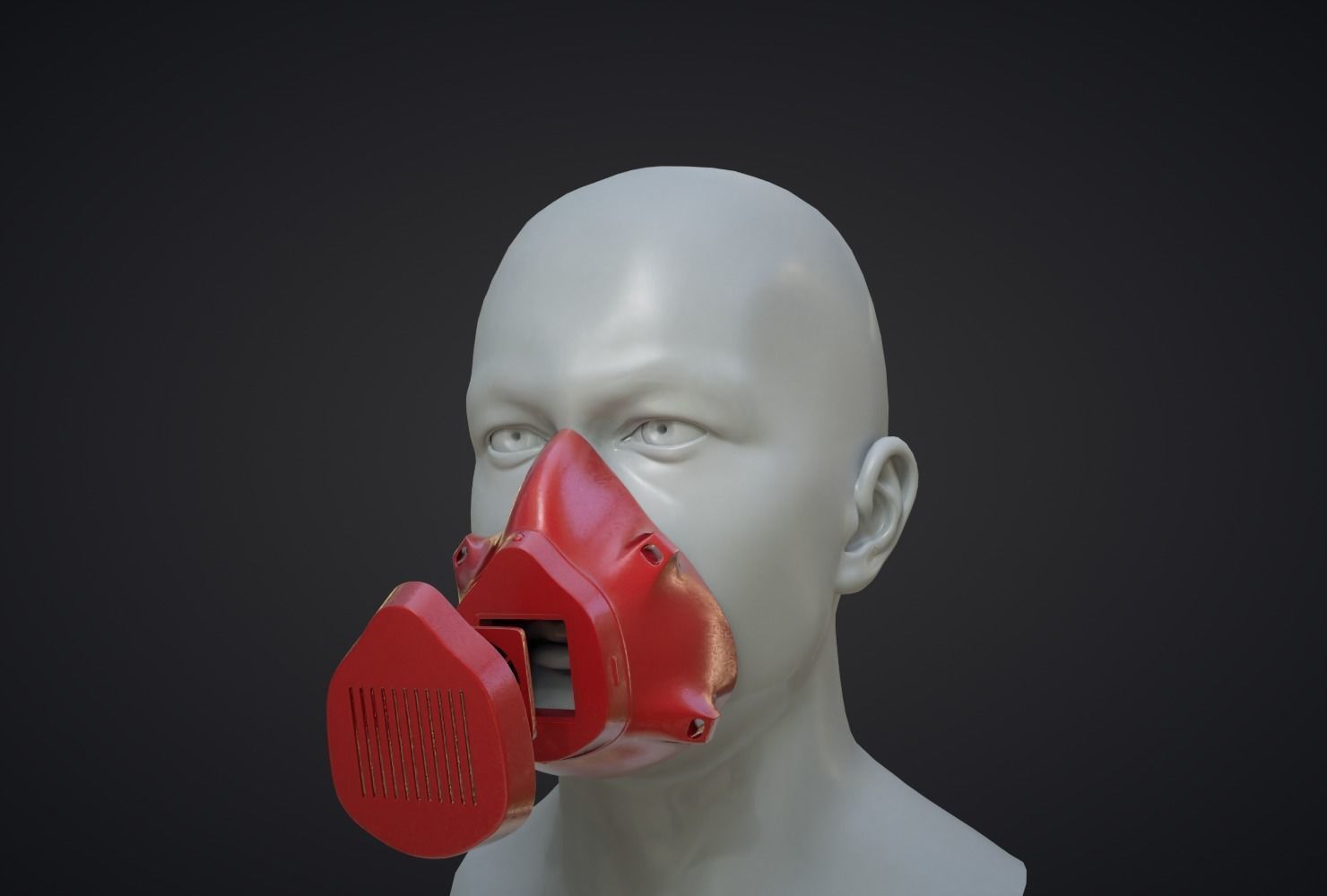 Mask 3D gas with fan Low-poly 3D model_2