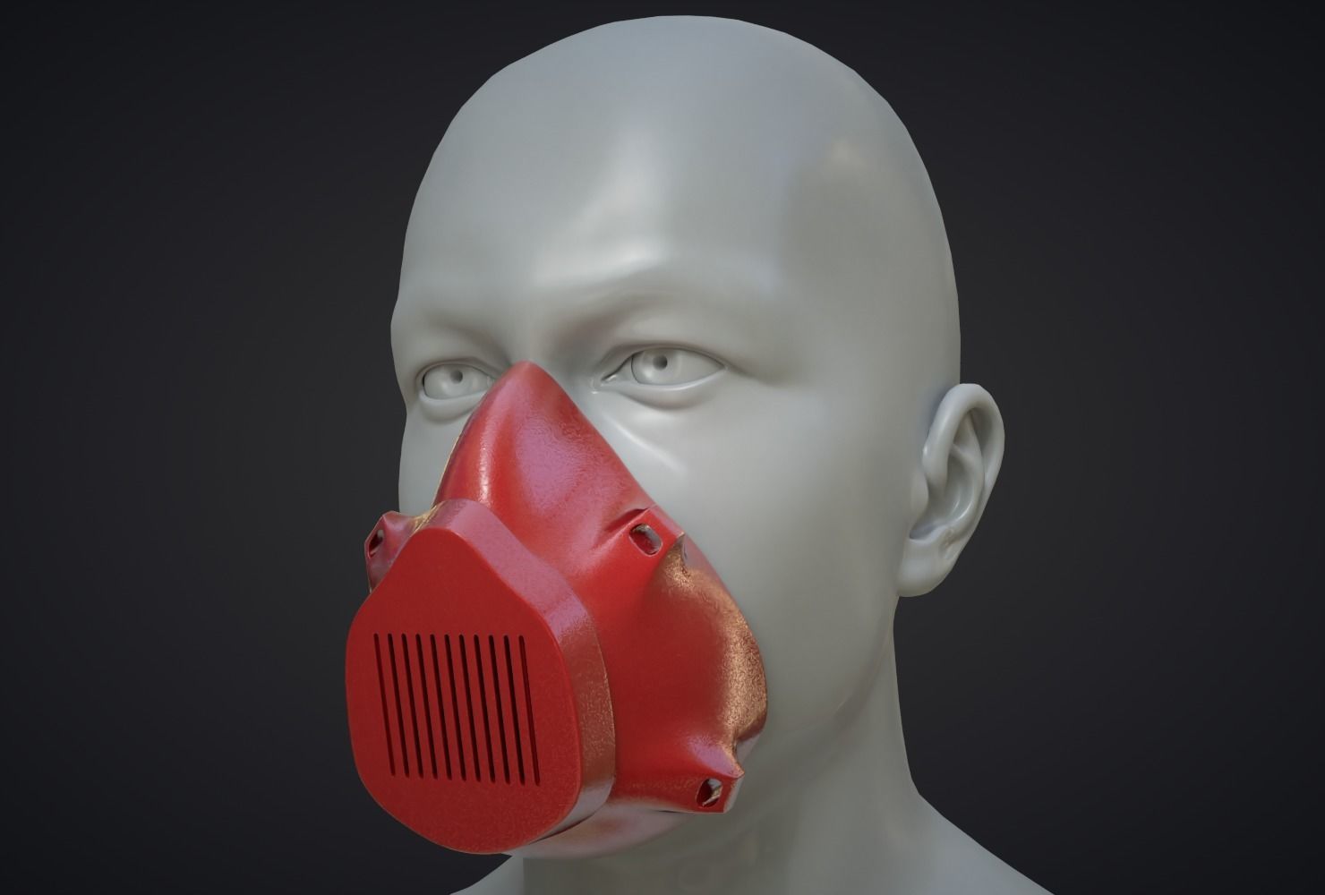 Mask 3D gas with fan Low-poly 3D model_3