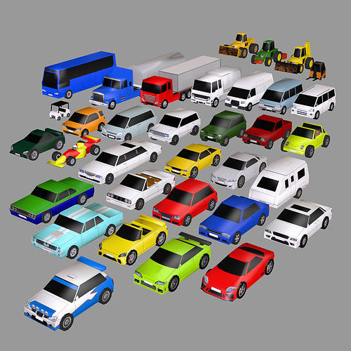 Super Low Poly Vehicles Low-poly 3D model