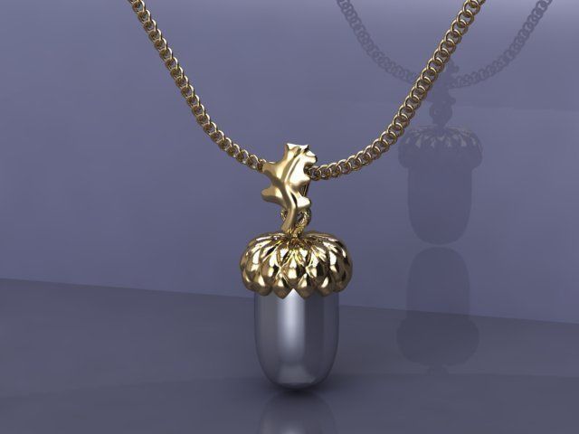 golden acorn pendant 3D print model_6