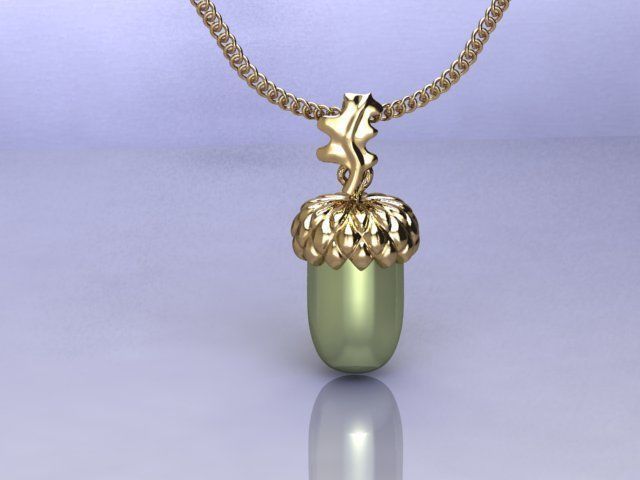 golden acorn pendant 3D print model_8