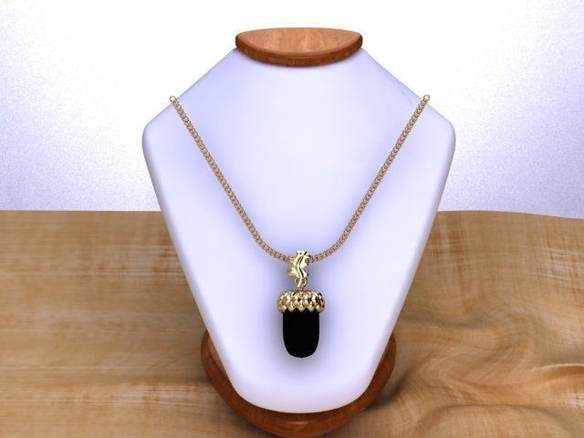 golden acorn pendant 3D print model_1