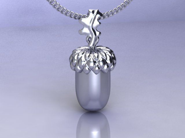 golden acorn pendant 3D print model_5
