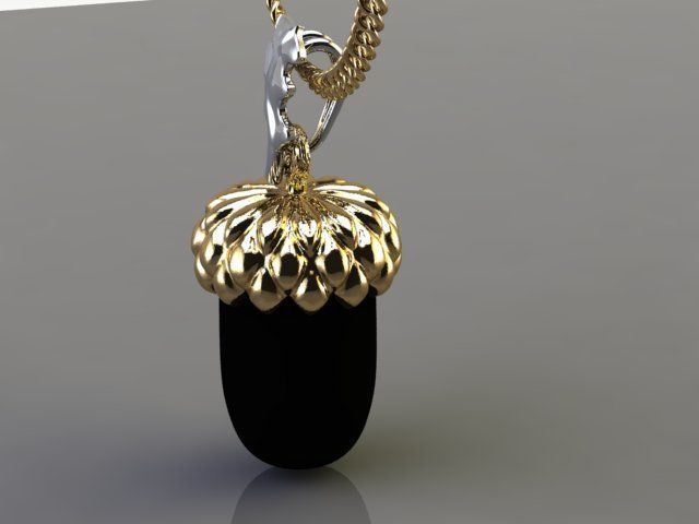 golden acorn pendant 3D print model_4