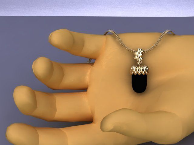 golden acorn pendant 3D print model_7