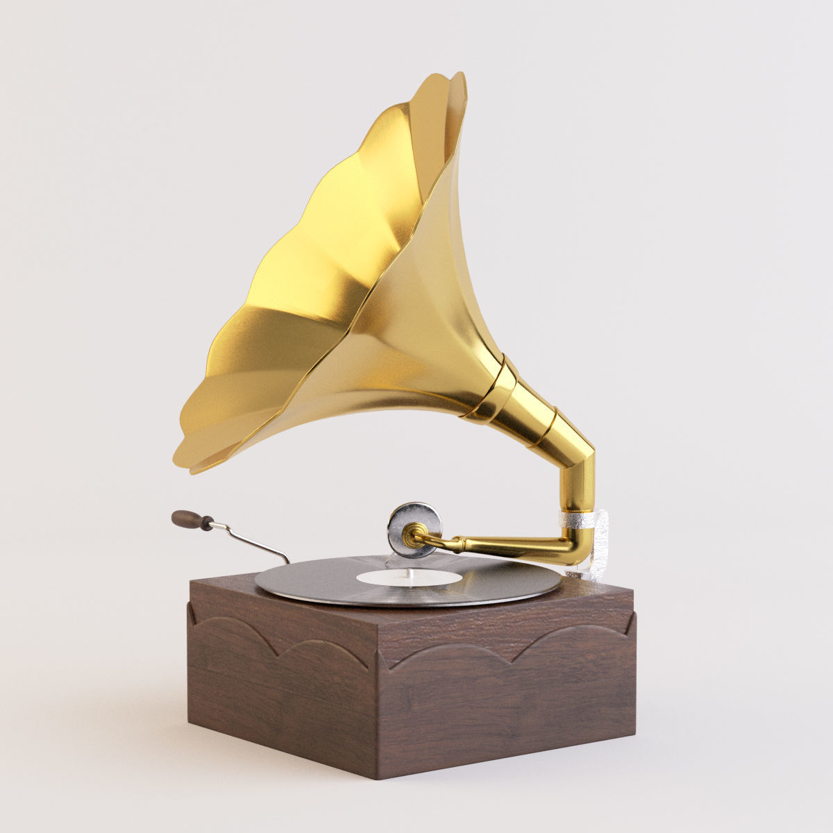 Gramophone golden 3D model_3