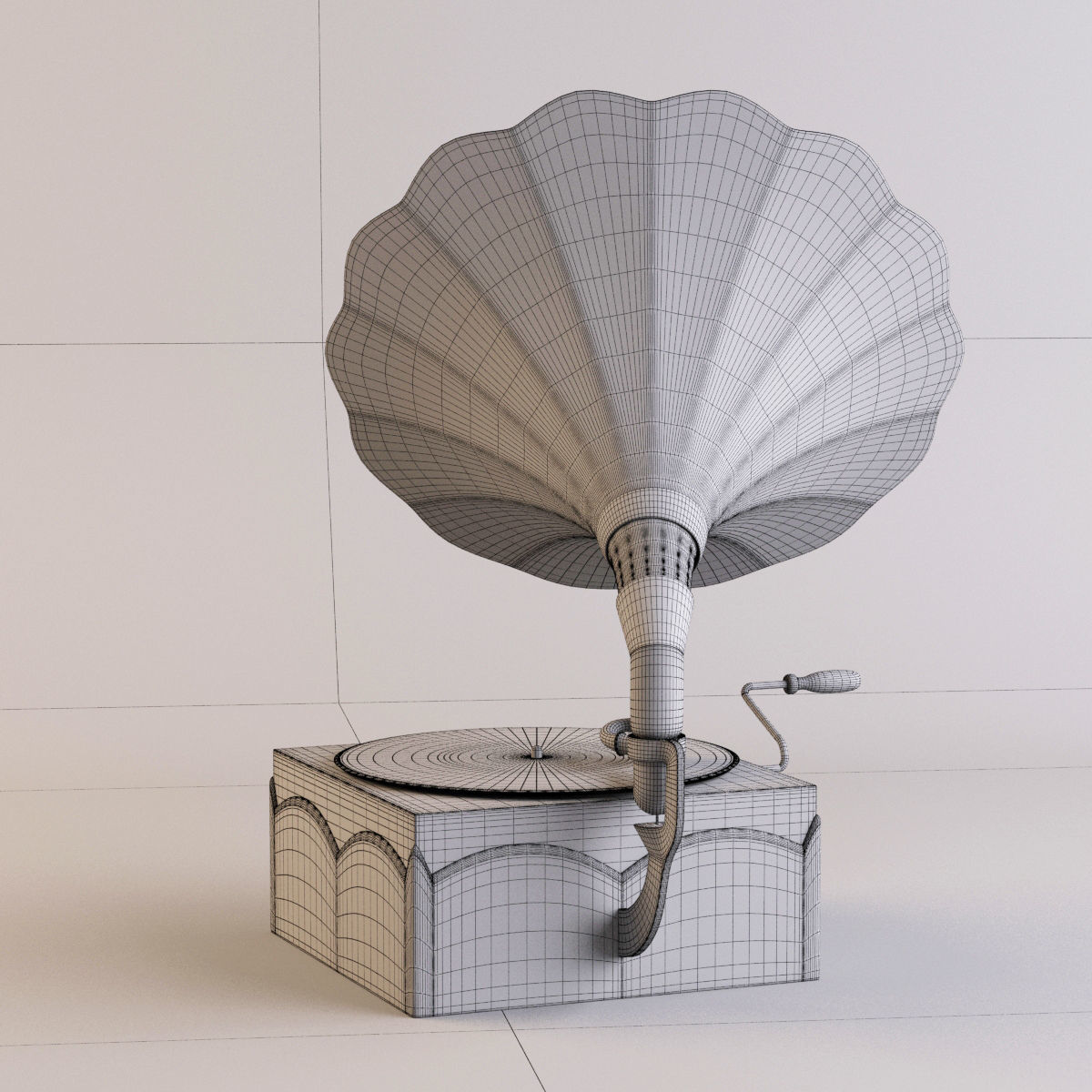Gramophone golden 3D model_6