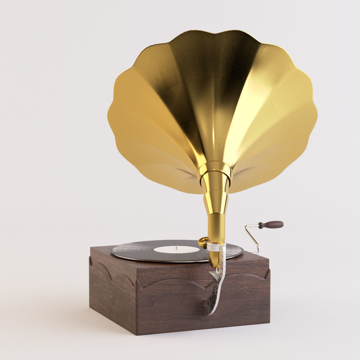 Gramophone golden 3D model_5