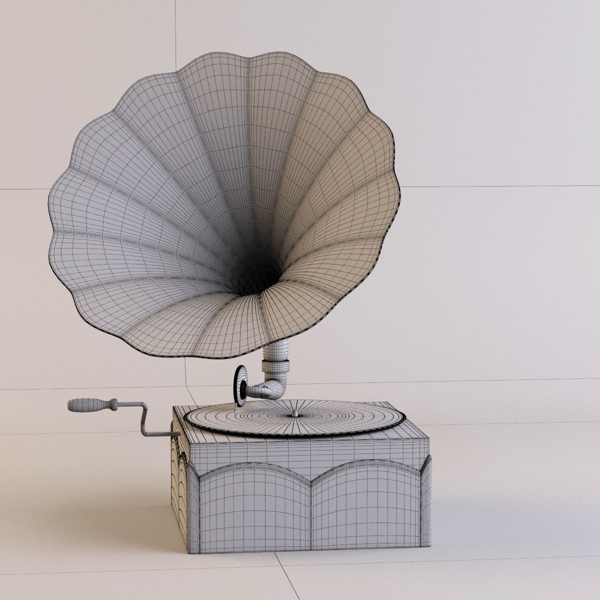 Gramophone golden 3D model_2