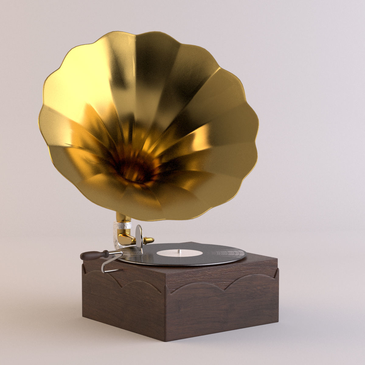 Gramophone golden 3D model_9