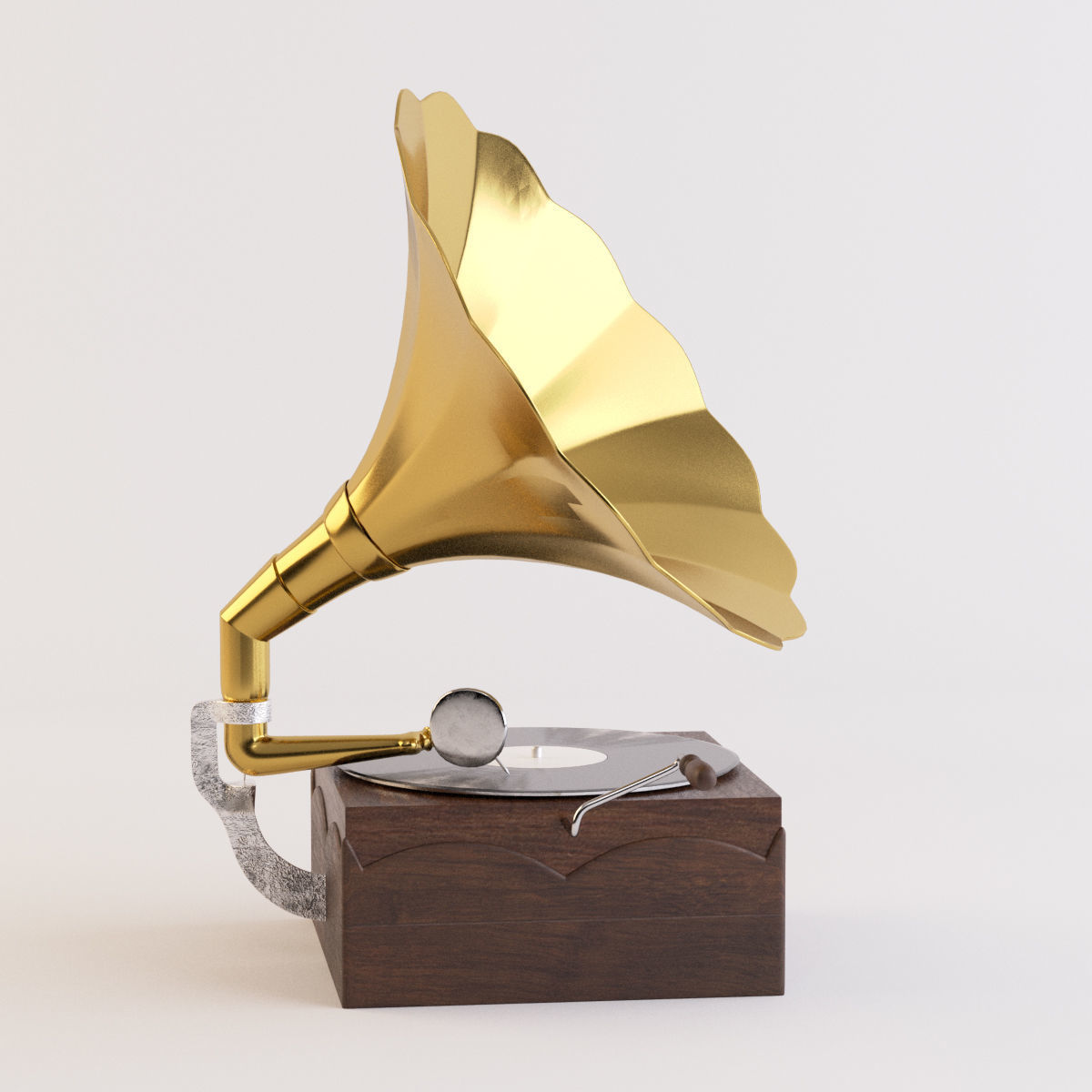 Gramophone golden 3D model_7