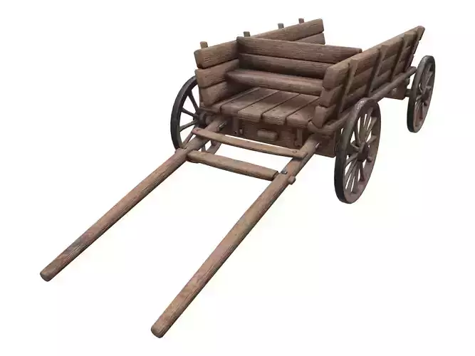 Medieval cart Low-poly 3D model