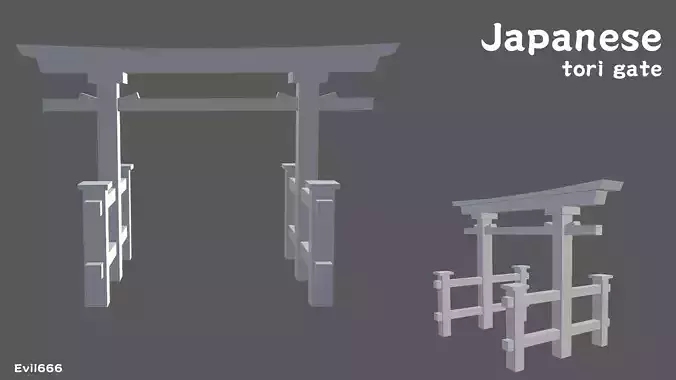Japanese tori gate Low Poly