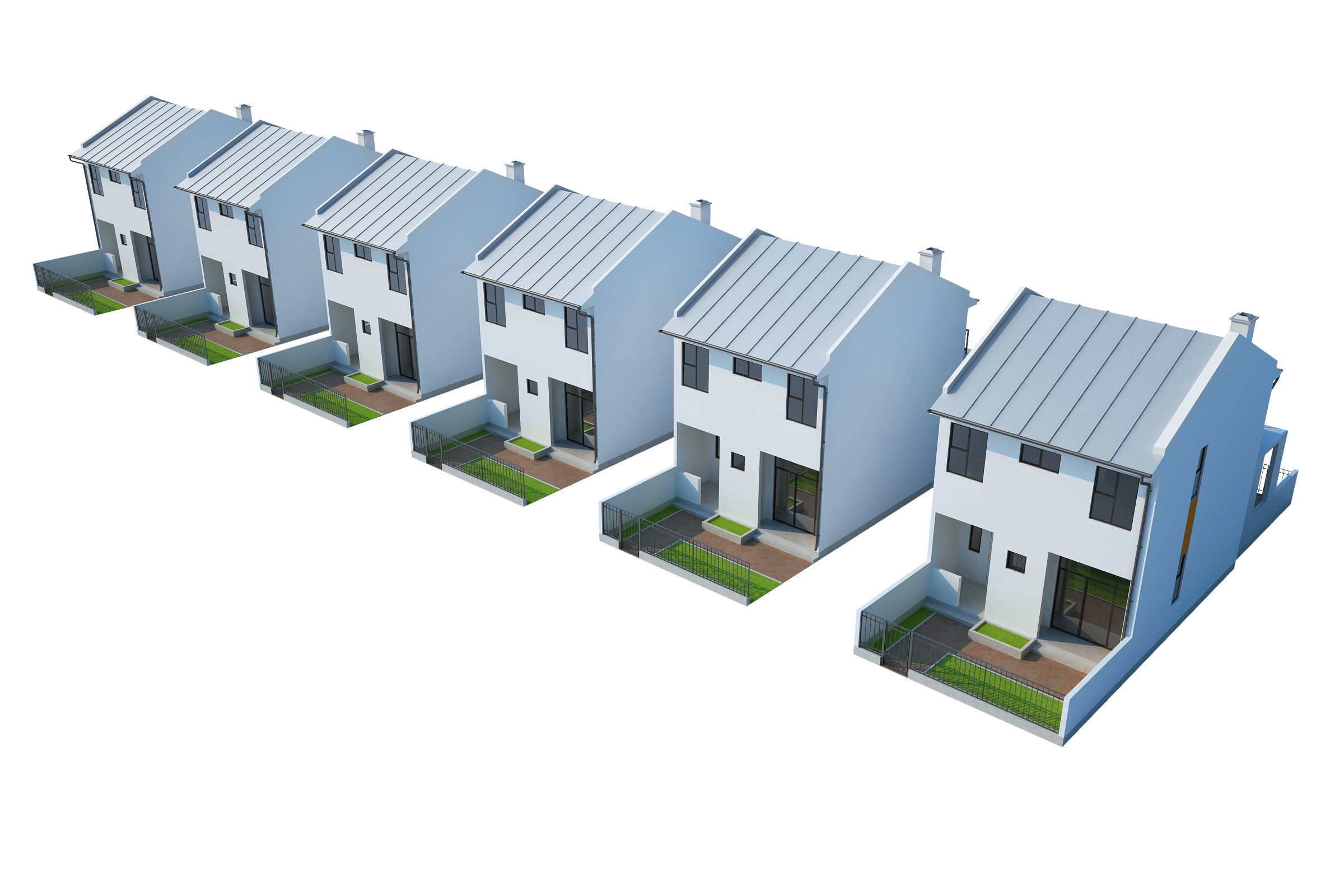 Townhouse houses with balconies and balconies 3D model_15