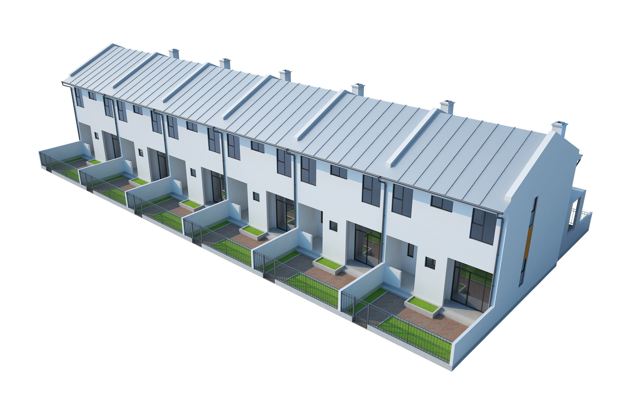 Townhouse houses with balconies and balconies 3D model_14