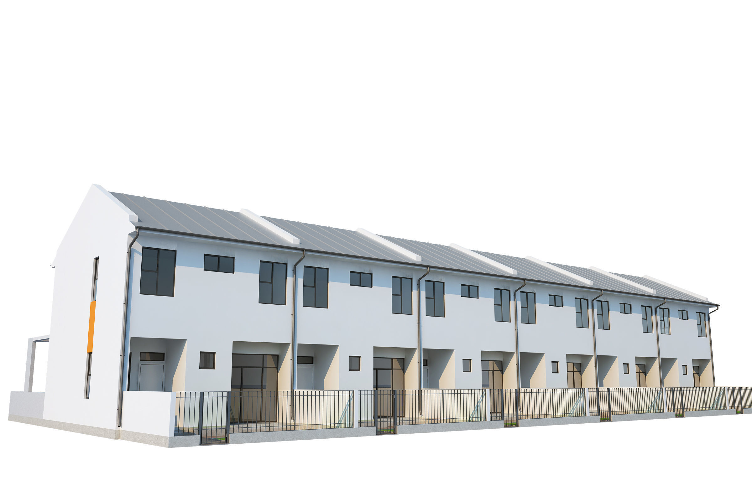 Townhouse houses with balconies and balconies 3D model_13