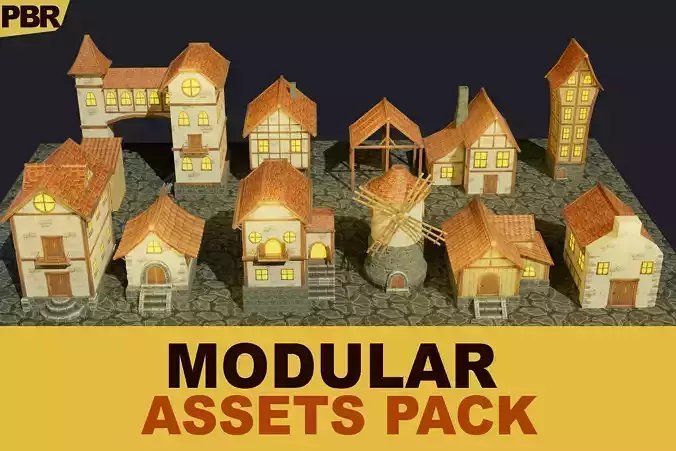 Stylized Medieval House Modular Pack 