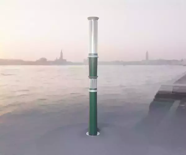 Low-Poly Moss Green Light Column 12 - Street Light Set-9 Low-poly 3D model