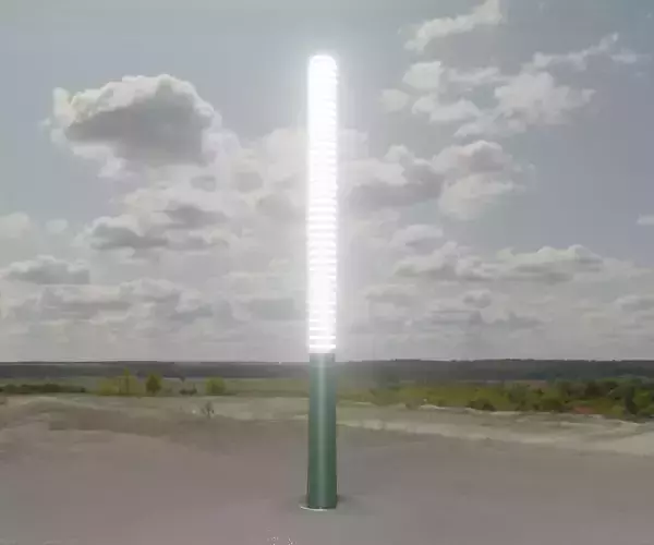 Low-Poly Moss Green Light Column 14 - Street Light Set-9 Low-poly 3D model