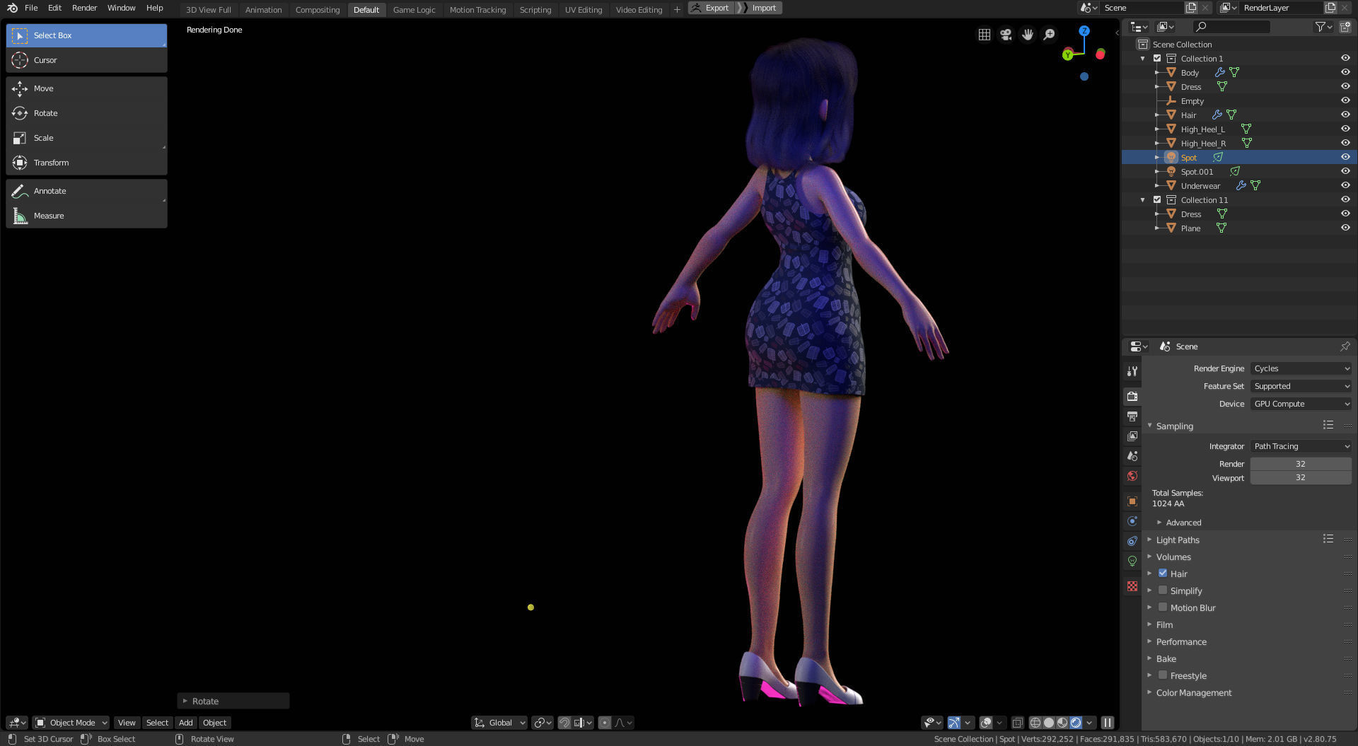 Amy Girl Stylized Character No 6 for Blender Cycles and Eevee 3D model_6