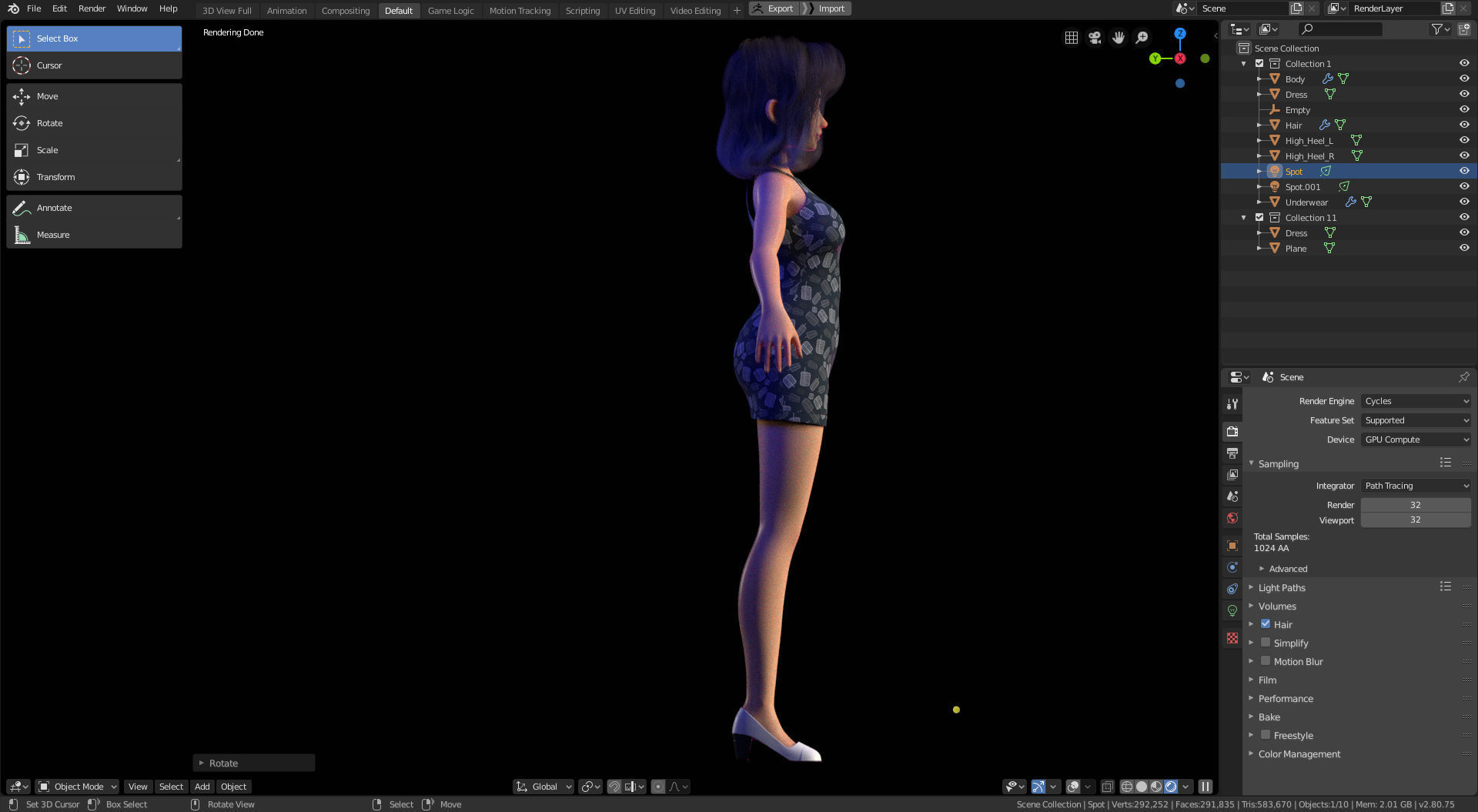 Amy Girl Stylized Character No 6 for Blender Cycles and Eevee 3D model_7