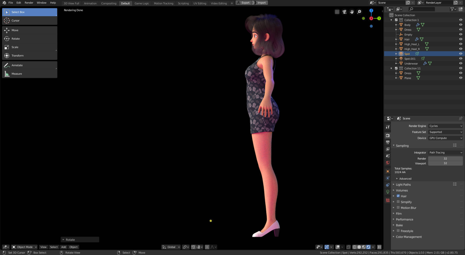 Amy Girl Stylized Character No 6 for Blender Cycles and Eevee 3D model_3