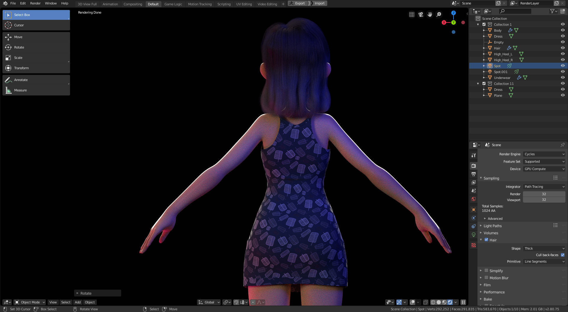 Amy Girl Stylized Character No 6 for Blender Cycles and Eevee 3D model_12