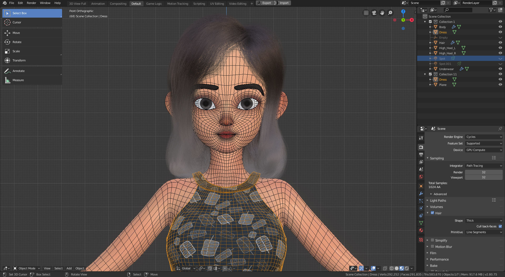 Amy Girl Stylized Character No 6 for Blender Cycles and Eevee 3D model_13