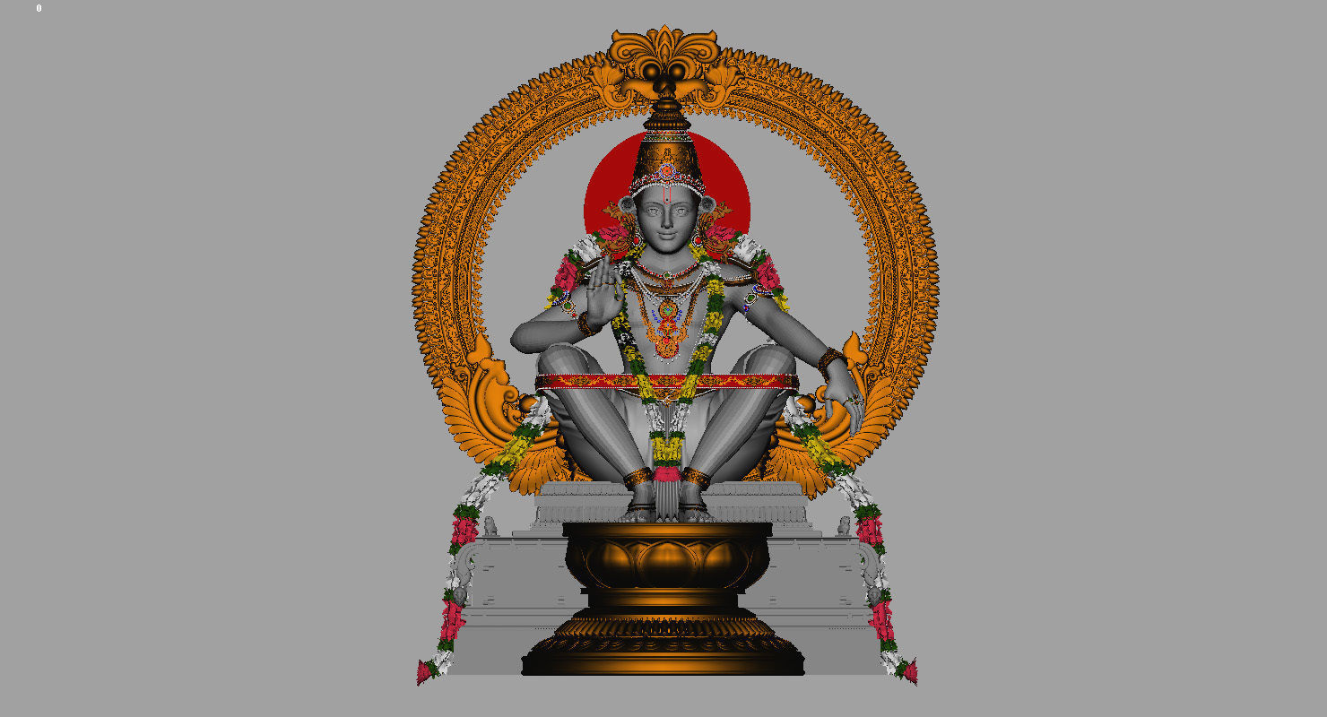 god Sabarimala Swami gold Ayyappan 3d model 3D model_7