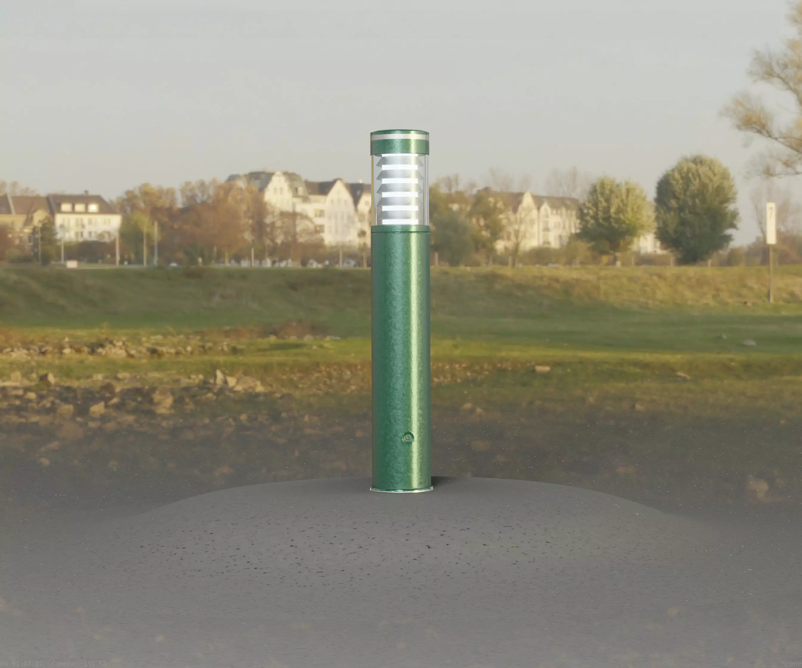 Low-Poly Moss Green Light Column 17 - Street Light Set-9 Low-poly 3D model