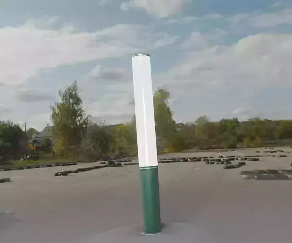 Low-Poly Moss Green Light Column 19 - Street Light Set-9 Low-poly 3D model