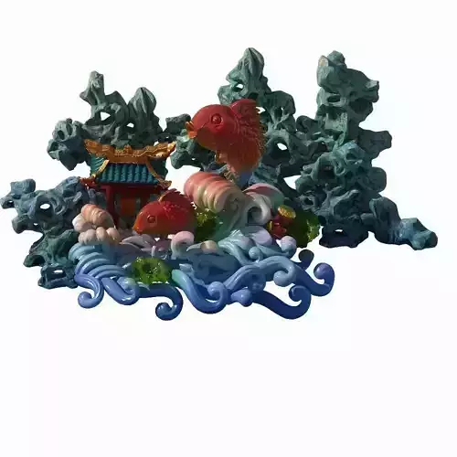 The shore of Taihu Lake - stone fish decoration 3D model
