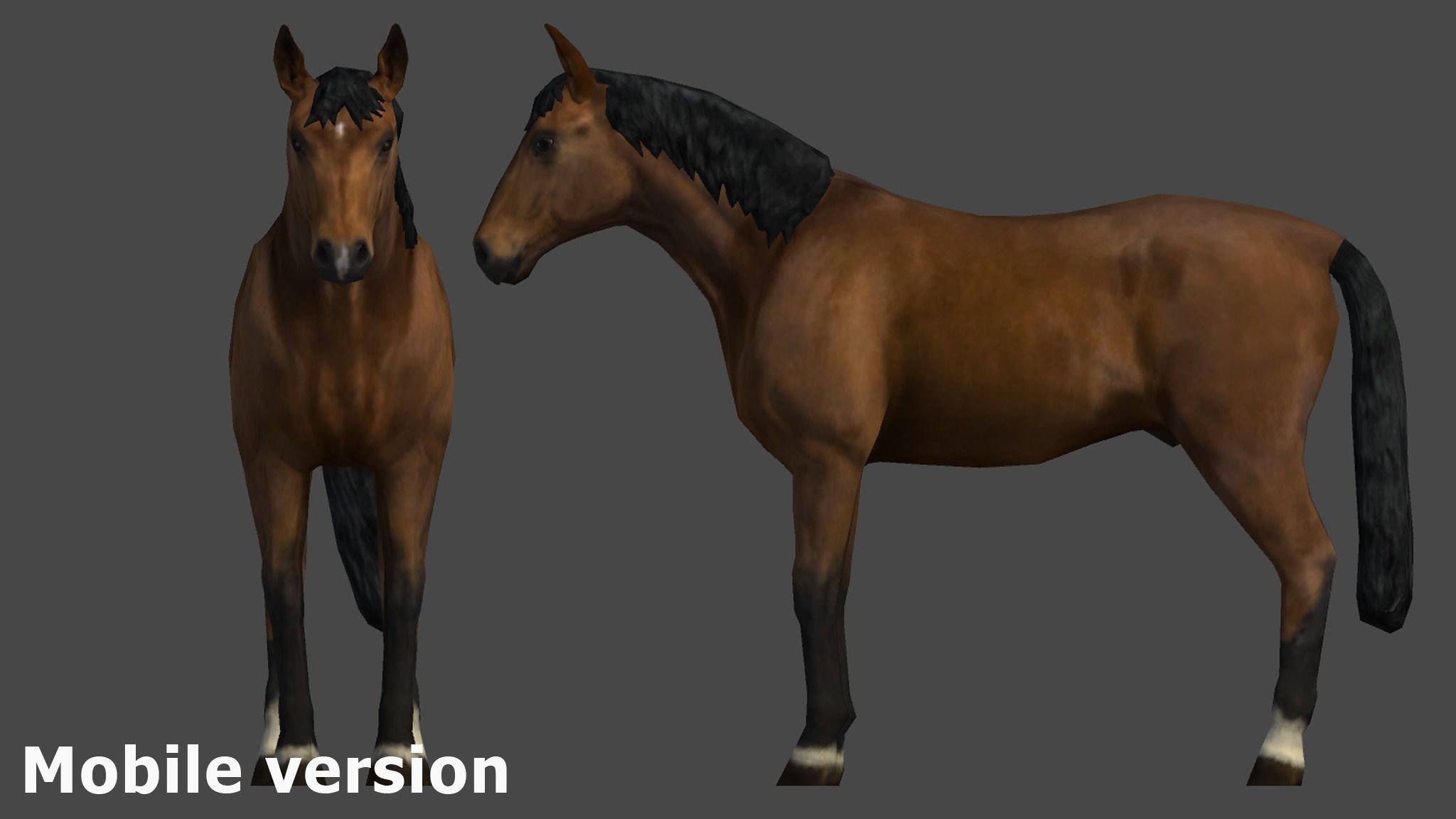 Horse Family Low-poly 3D model_9