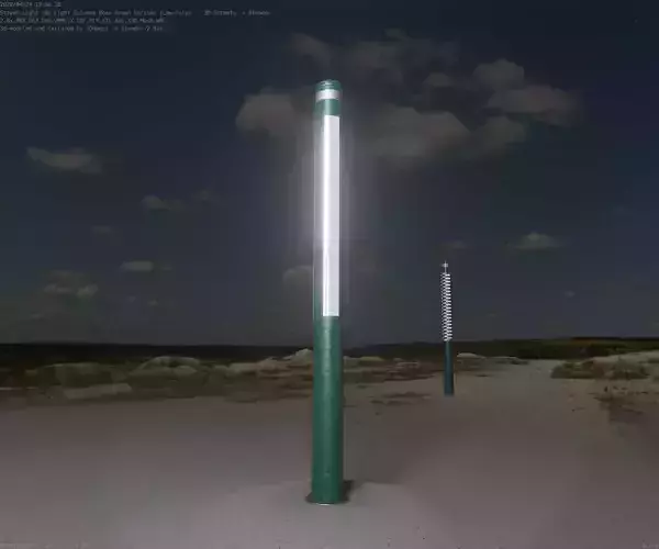 Low-Poly Moss Green Light Column 23 - Street Light Set-9 Low-poly 3D model