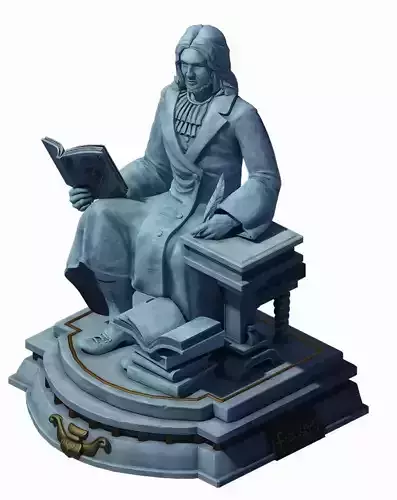 Library - Bookshelf in the middle of the statue 02