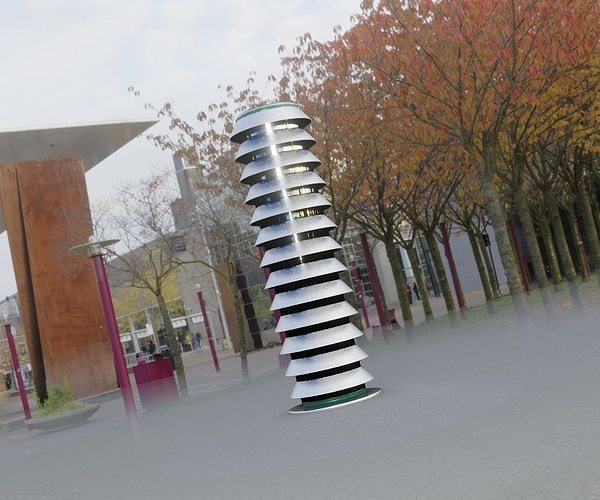 Low-Poly Moss Green Light Column 26 - Street Light Set-9 Low-poly 3D model