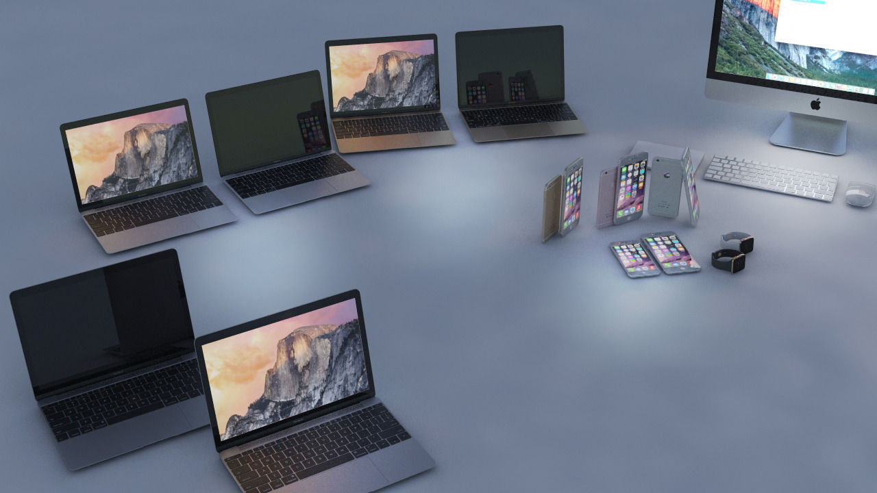 Apple set imac desktop 3D model_2