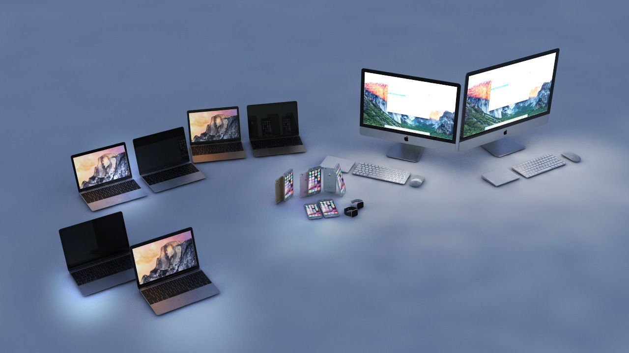 Apple set imac desktop 3D model_3