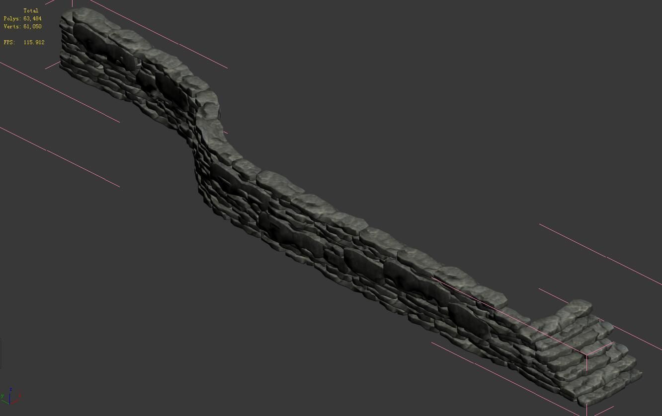 Journey to the West - Stone Wall 01 3D model_1