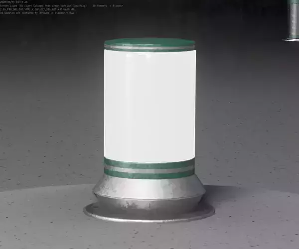 Low-Poly Moss Green Light Column 2 - Street Light Set-9 Low-poly 3D model