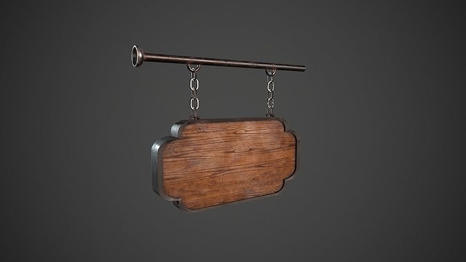 Wooden Sign 2 Low-poly 3D model