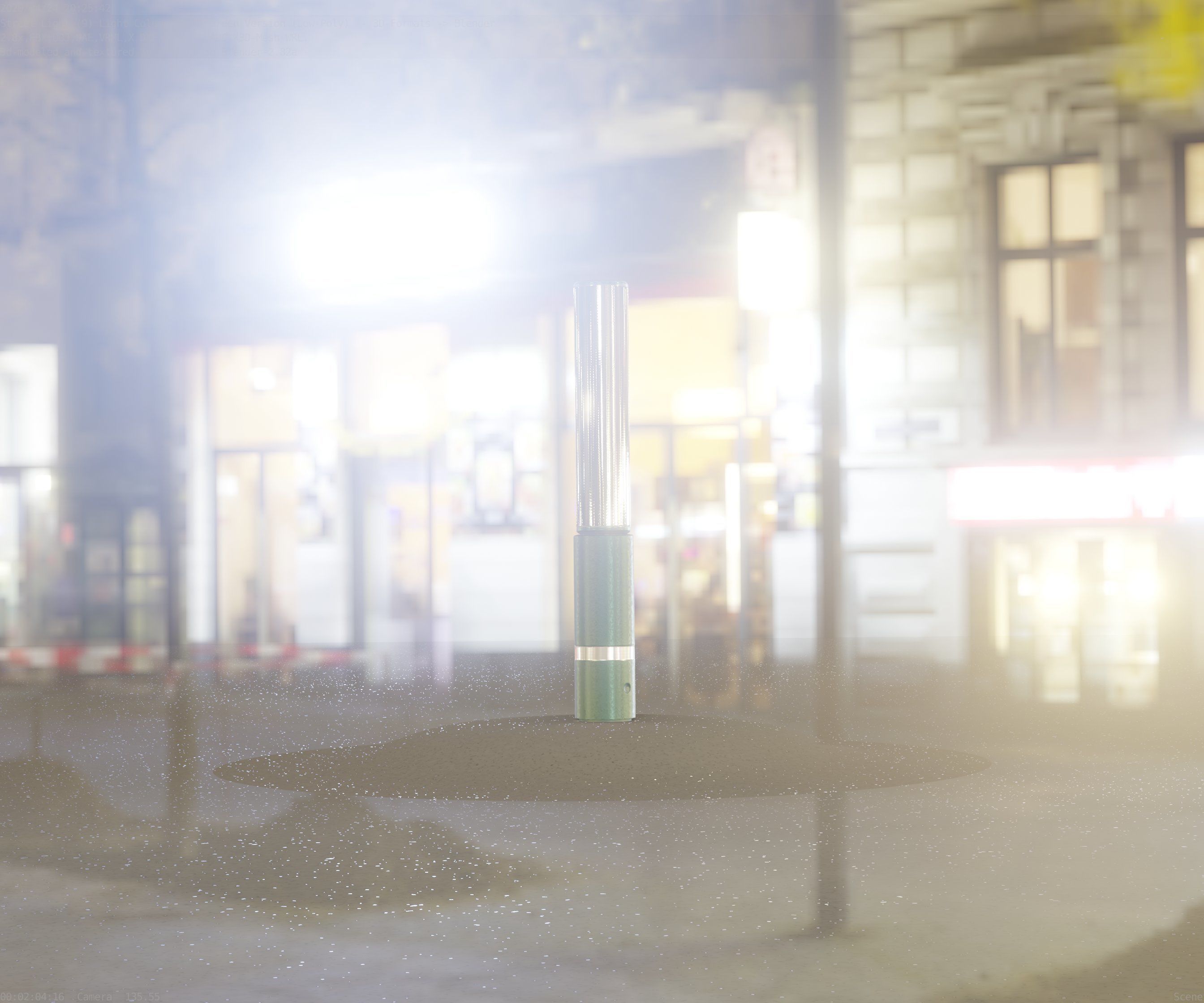 Low-Poly Moss Green Light Column 30 - Street Light Set-9 Low-poly 3D model_92