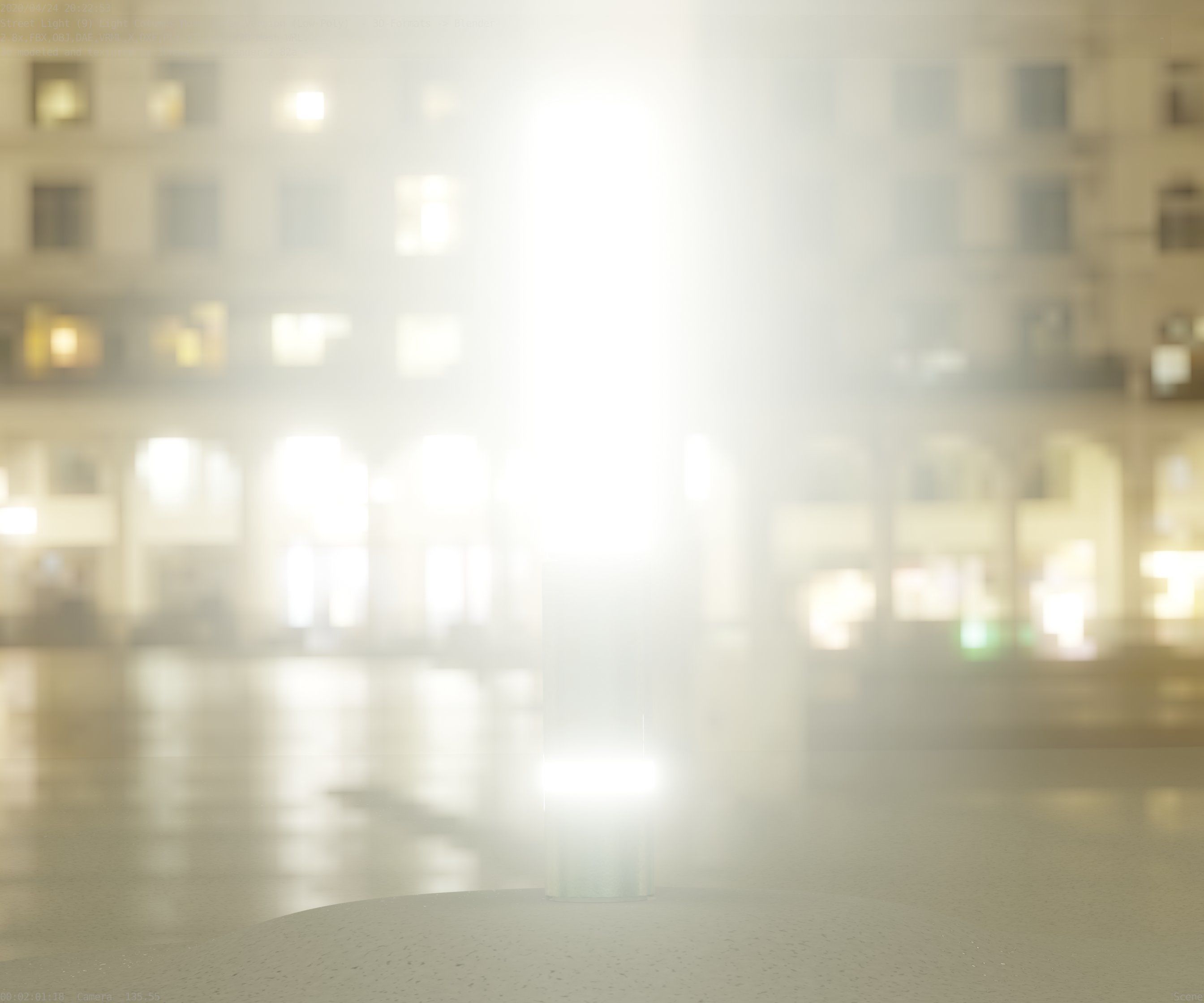 Low-Poly Moss Green Light Column 30 - Street Light Set-9 Low-poly 3D model_22