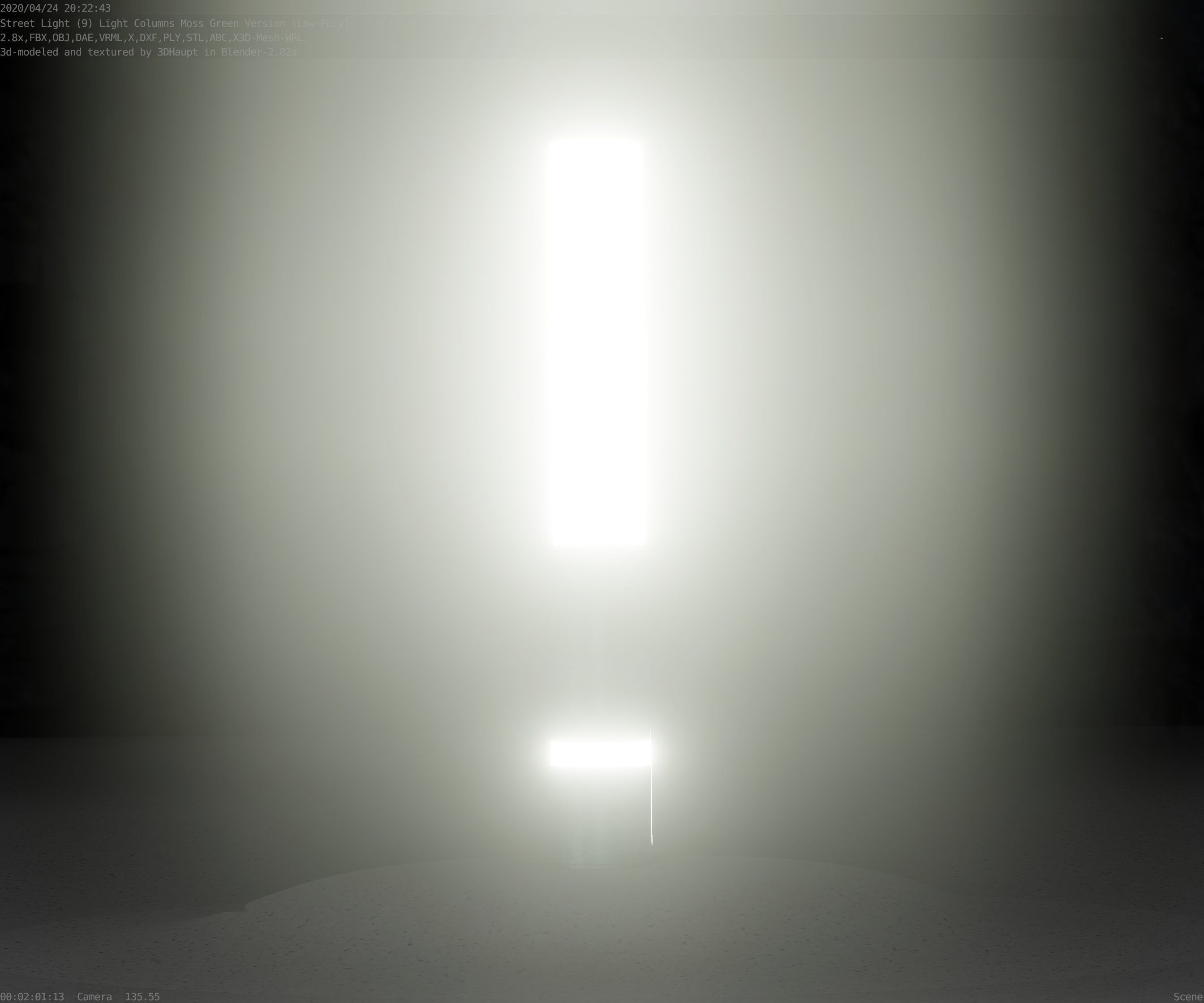 Low-Poly Moss Green Light Column 30 - Street Light Set-9 Low-poly 3D model_18