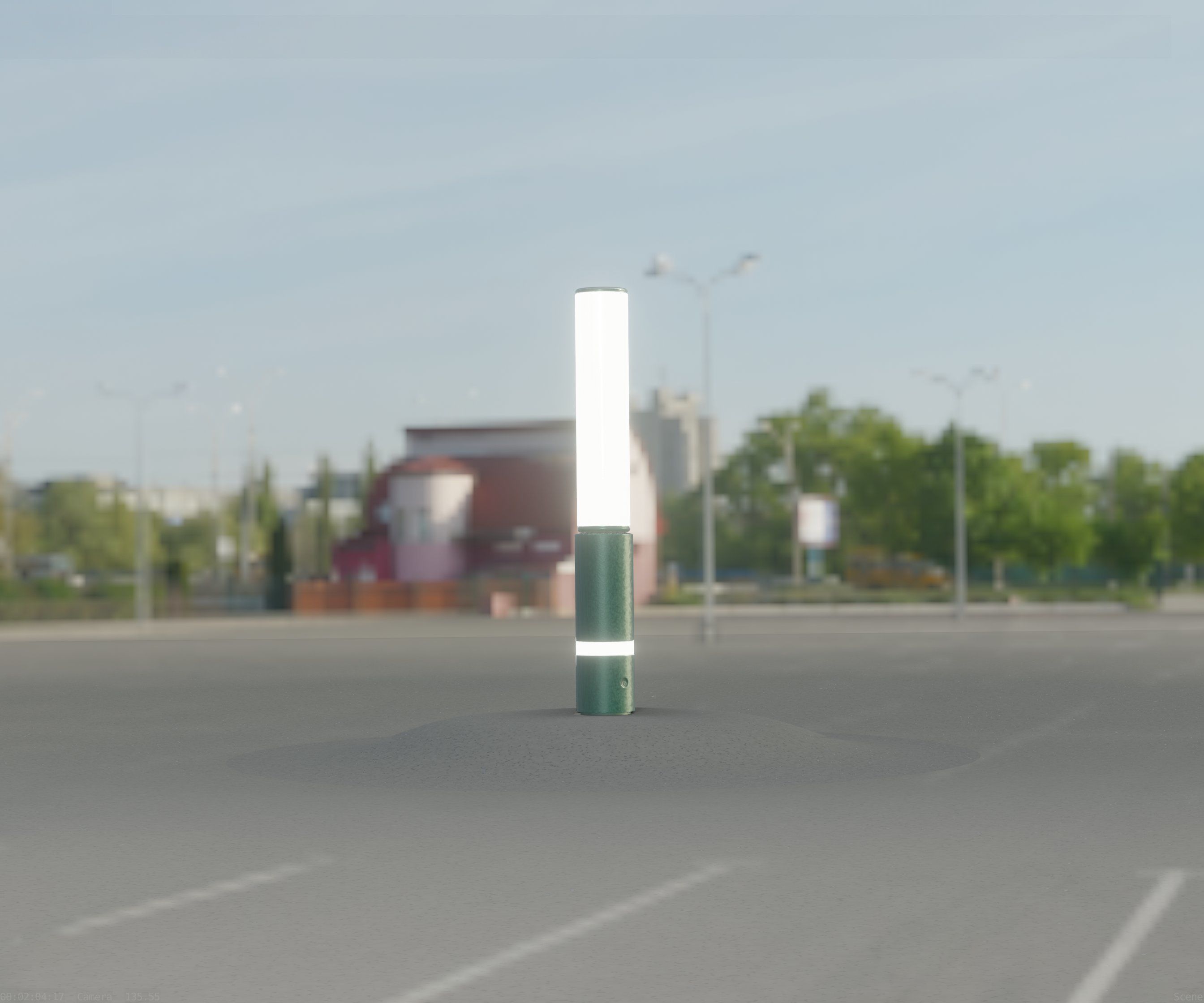 Low-Poly Moss Green Light Column 30 - Street Light Set-9 Low-poly 3D model_93