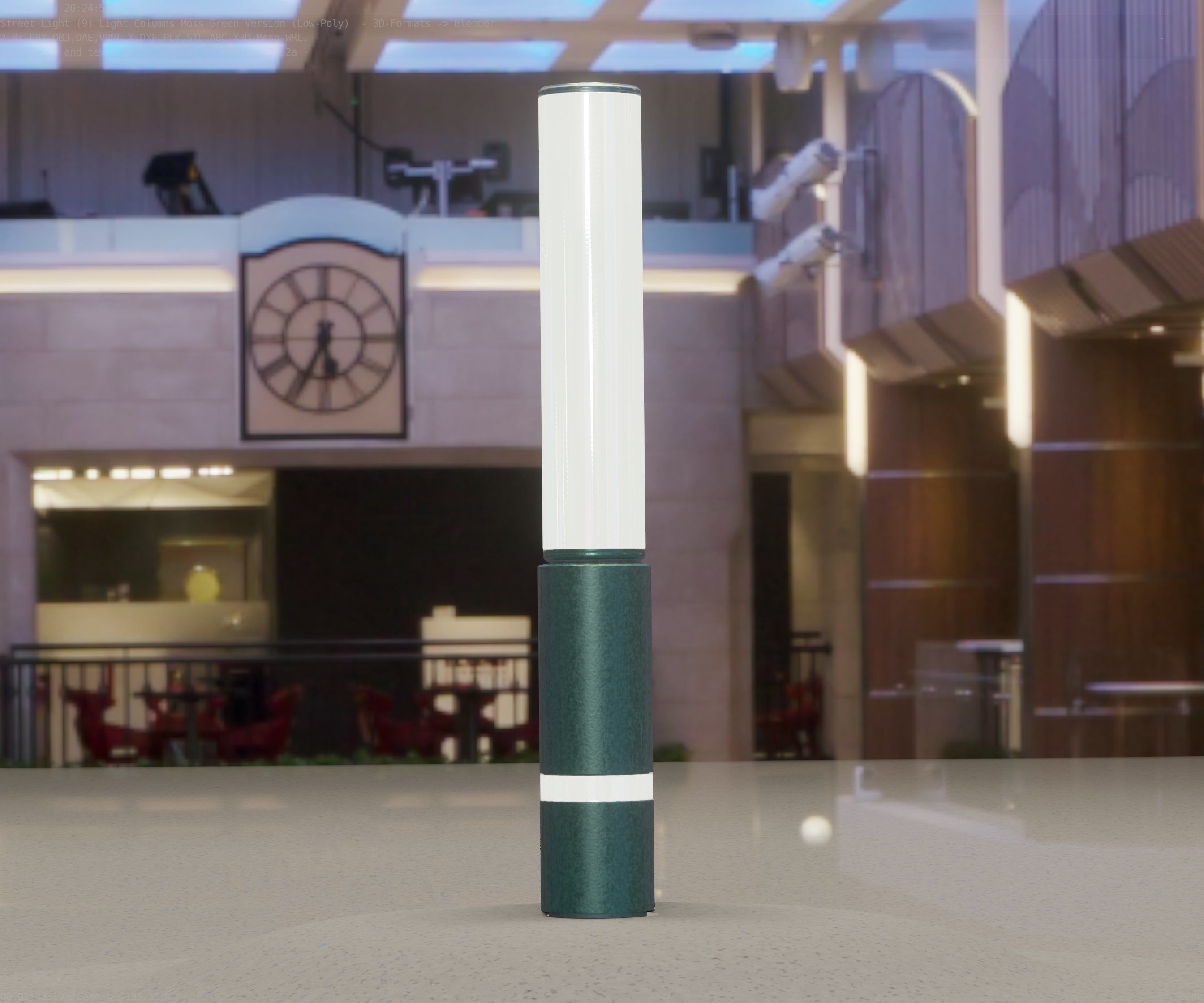 Low-Poly Moss Green Light Column 30 - Street Light Set-9 Low-poly 3D model_71